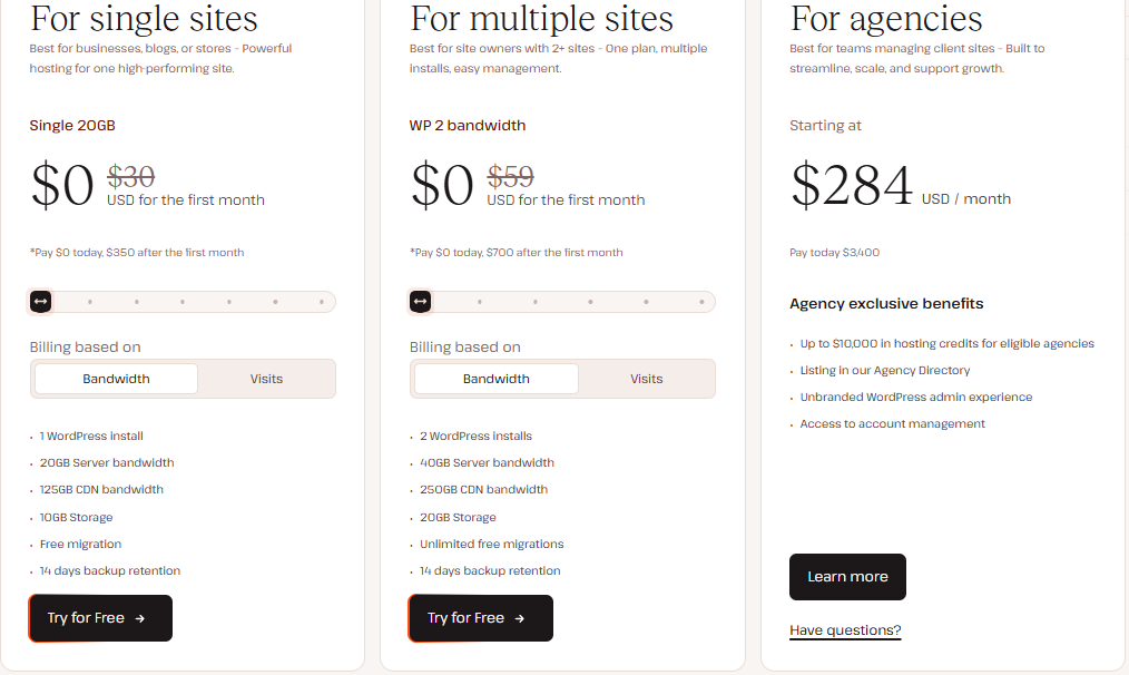 Kinsta vs wpengine : Kinsta pricing