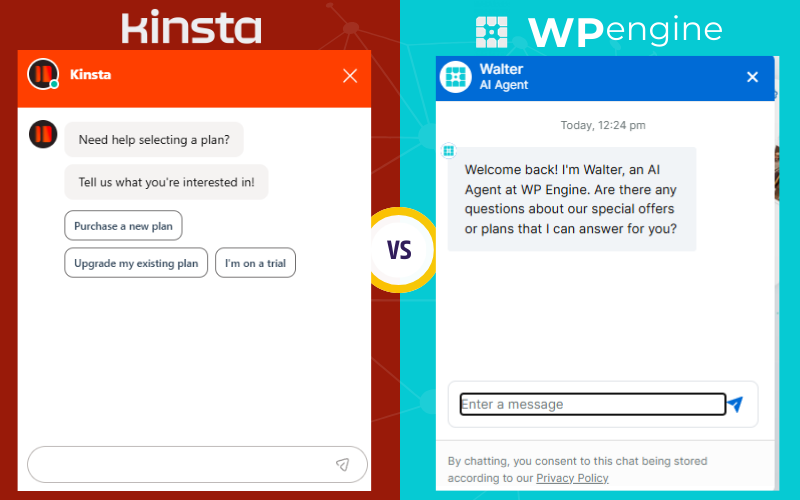 Kinsta vs wpengine : chat assistant
