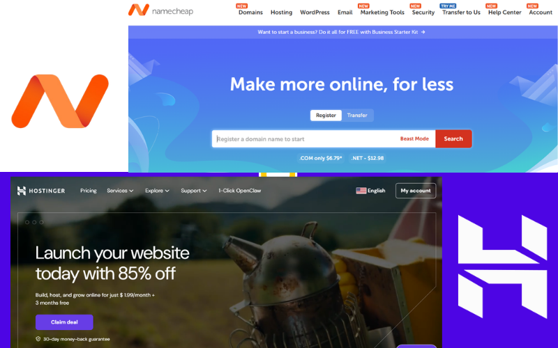 Namecheap vs Hostinger : Hp panel